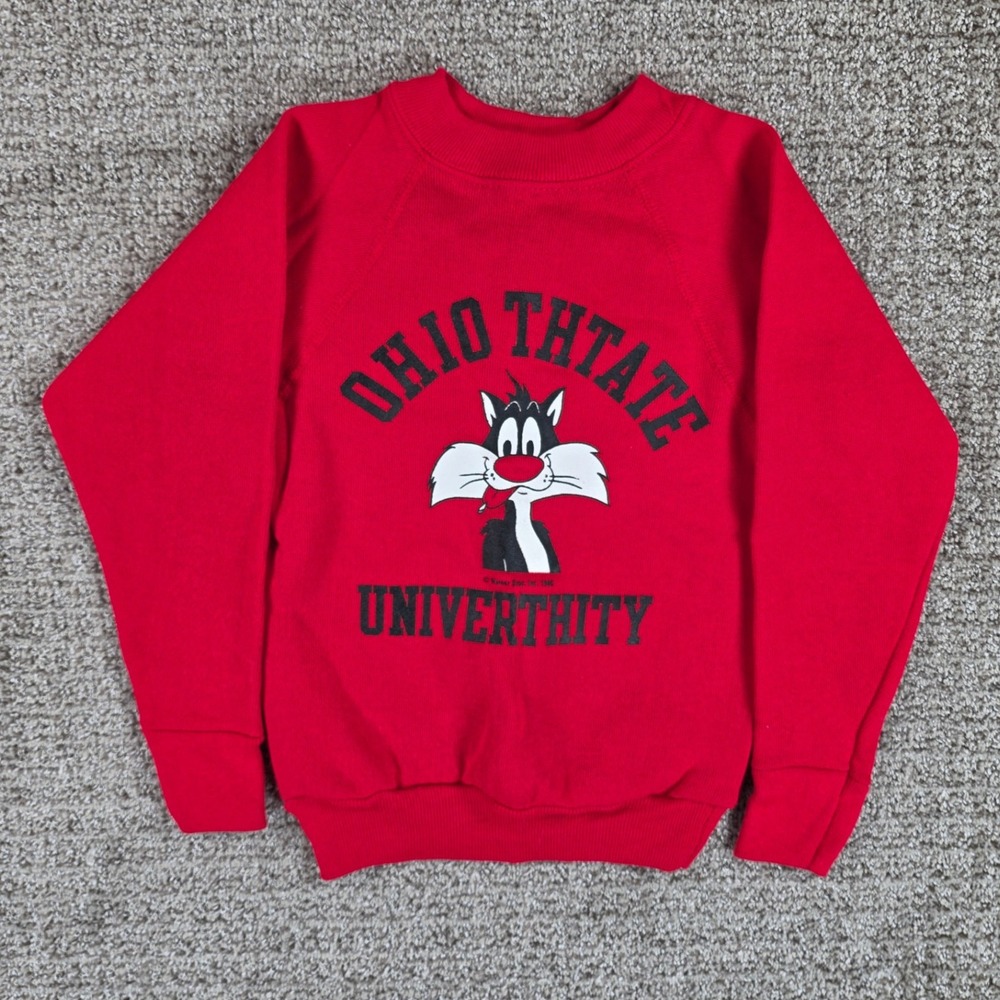 Vintage‎ Ohio State Thtate University Looney Tunes Sylvester Kids Red Sweatshirt